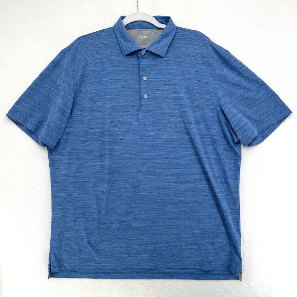 Johnnie-O Polo Shirt Mens XL Blue Space Dye Performance Short Sleeve Golf Top